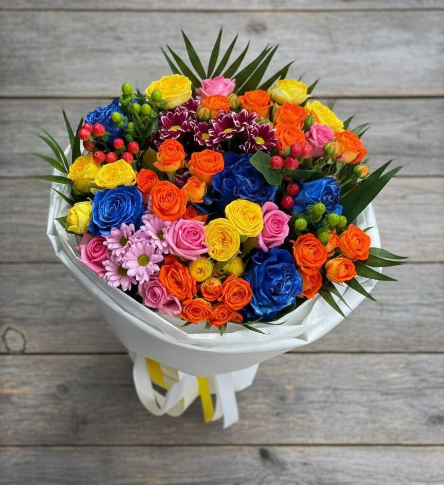 Букет цветов из: Розы и Хризантемы в Котельниково