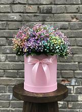 Цветочная композиция из Гипсофила и Розы в шляпной коробке #REPLACE_PRED# Котельниково