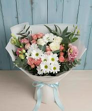 Букет цветов из:  Розы, Лизиантусы и Хризантемы в Котельниково