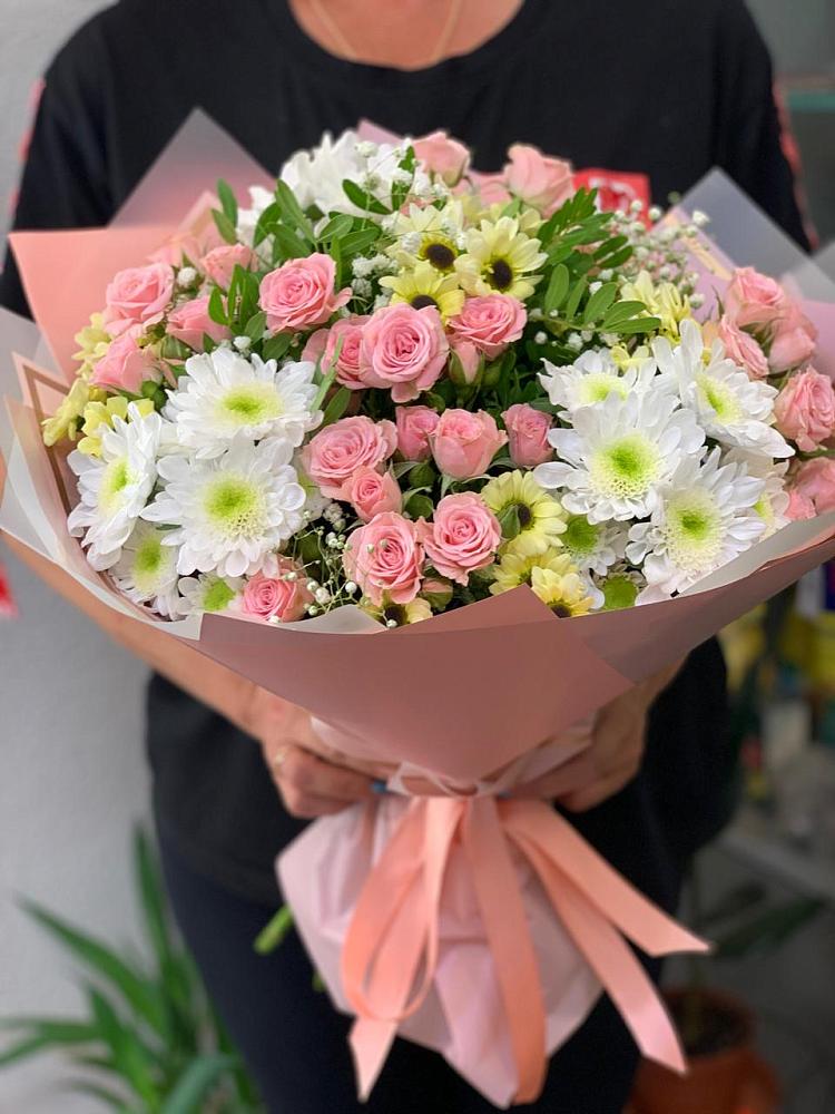 Букет цветов из: Розы и Хризантемы в Котельниково