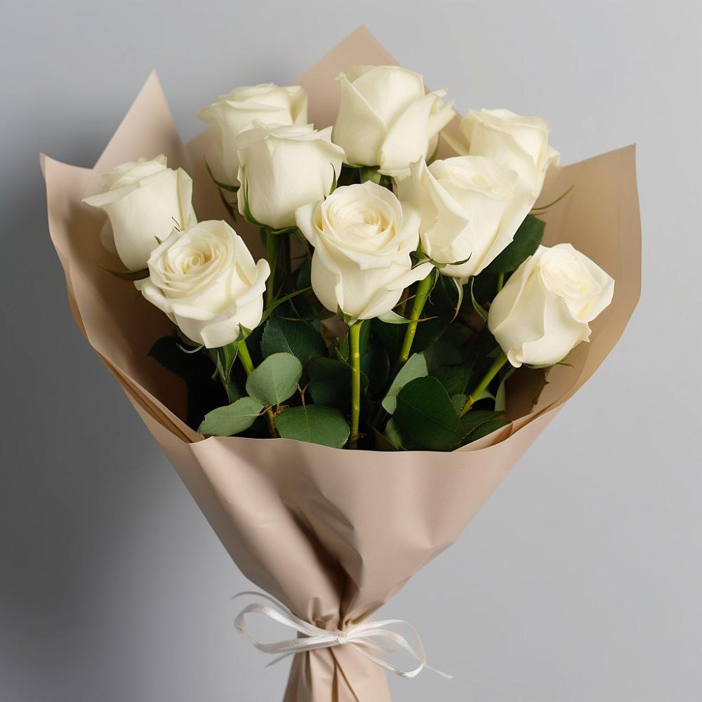 Букет 9 Белых роз Эдлесс Лав в Котельниково