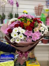 Букет цветов из:  Розы, Хризантемы и Альстромерии #REPLACE_PRED# Котельниково