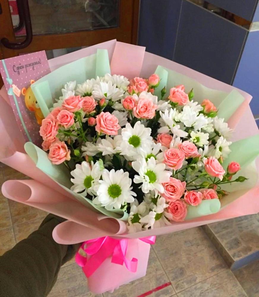 Букет цветов из: Розы и Хризантемы в Котельниково