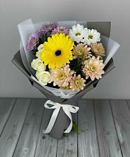 Букет цветов из:  Розы, Герберы и Хризантемы в Котельниково