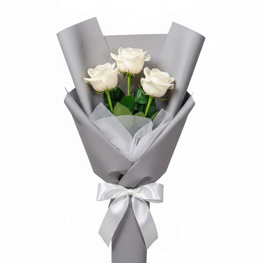 Букет 3 белые розы в Котельниково