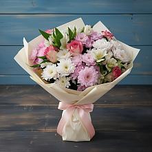 Букет цветов из:  Хризантемы, Альстромерии и Розы в Котельниково