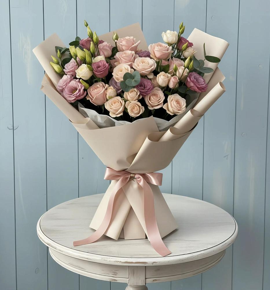 Букет цветов из: Розы и Лизиантусы в Котельниково