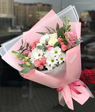 Букет цветов из:  Розы, Лизиантусы и Хризантемы в Котельниково