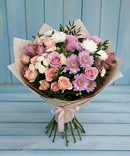 Букет цветов из:  Хризантемы, Розы и Альстромерии #REPLACE_PRED# Котельниково