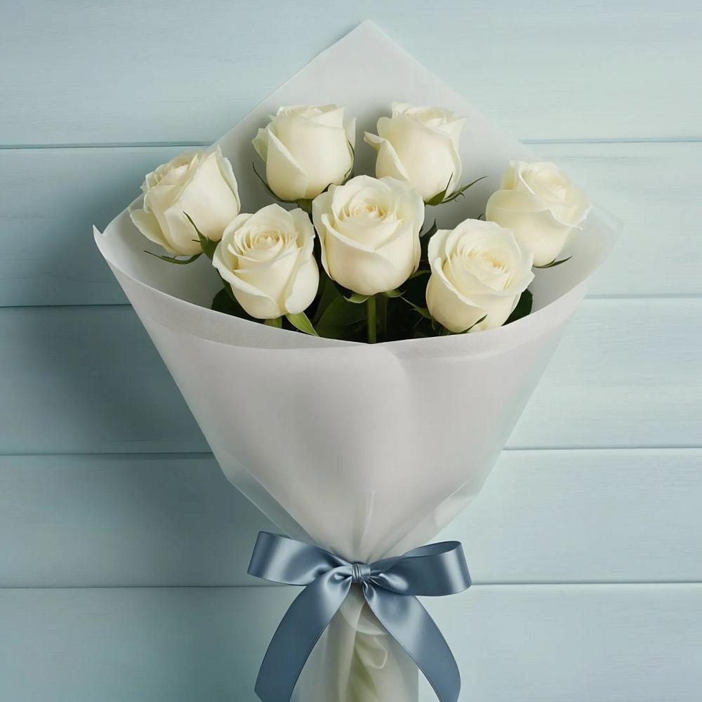 Букет 7 Белых роз Эдлесс Лав в Котельниково