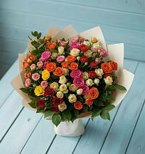 Букет Микс из разноцветных кустовых роз в Котельниково